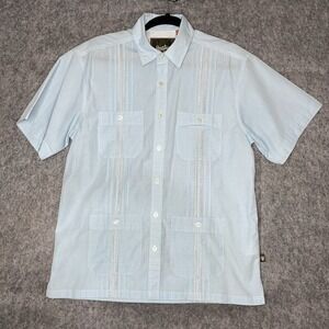 Howler Bros Guayabera Hermanos Shirt Small Hemisphere Blue Short Sleeve Pockets